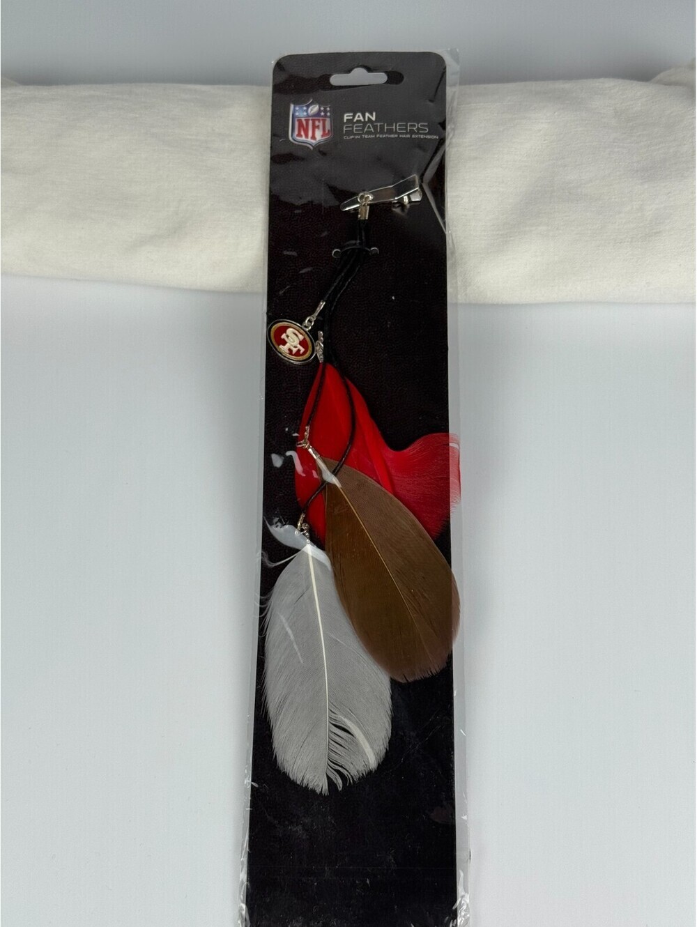 San Francisco 49ers NFL Fan Feathers Clip-In Hair Extension Red White Brown New